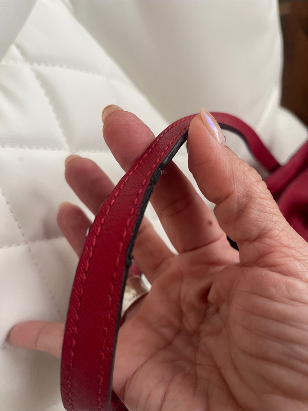 Michael Kors Red Tote with Gold MK Accent - Picture 6 of 7